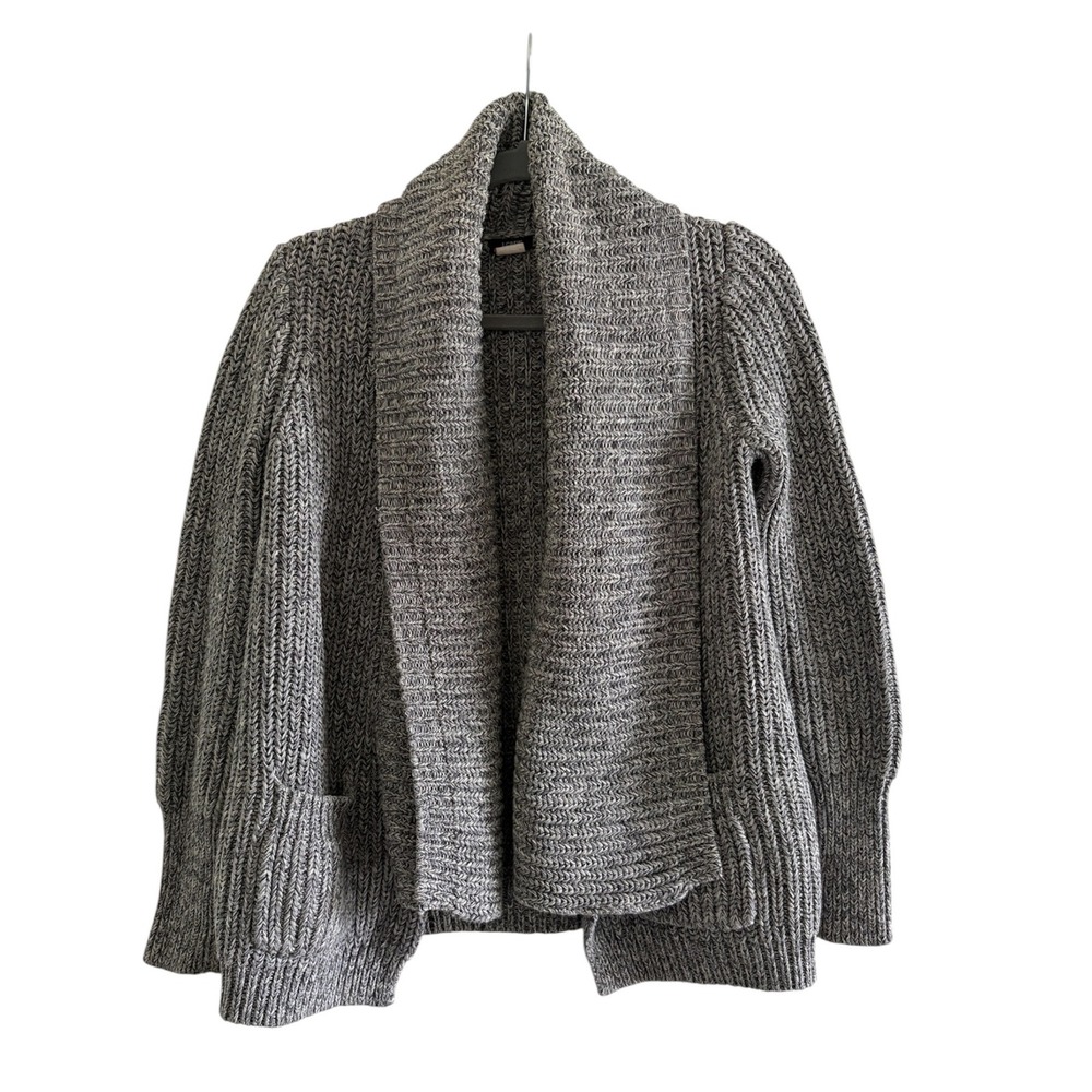J.Crew Gray Chunky Shaker Knit Shawl Collar Cardigan Sweater S Cabin Pockets